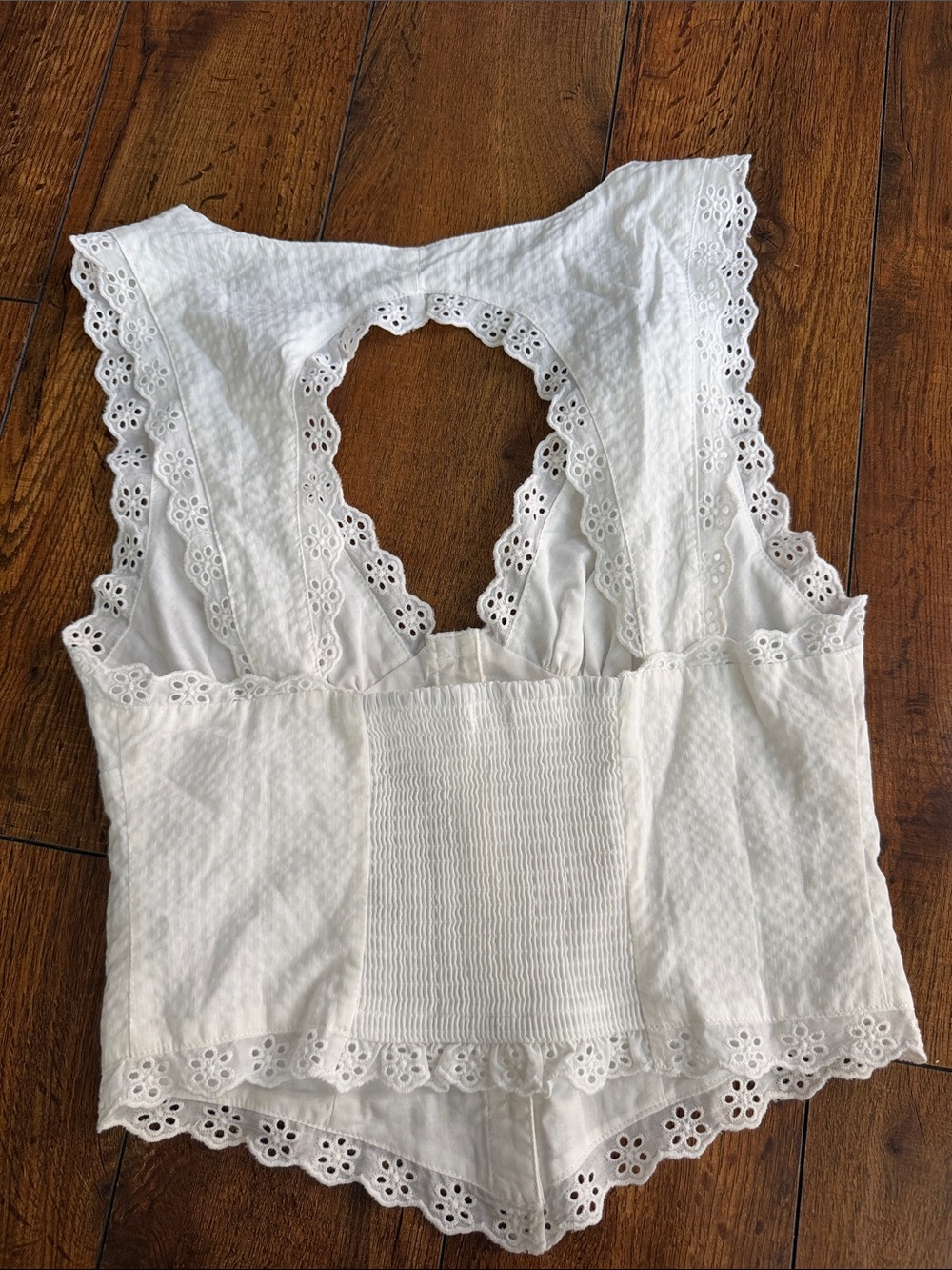Kimchi White Eyelet Lace Button-Front Camisole - Picture 2 of 5